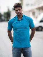 Μπλούζα polo TRESOR ανδρική τυρκουάζ - Image 3