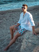 Ανδρικό Μαγιό Σορτς 70-64 Ριγέ Τιρκουάζ