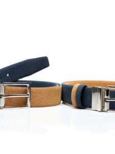 Ανδρική ζώνη διπλής όψης μπλε/καμελ