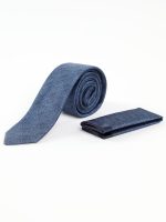 Ανδρική γραβάτα με μαντηλάκι σε μπλε με σχέδιο 220-88