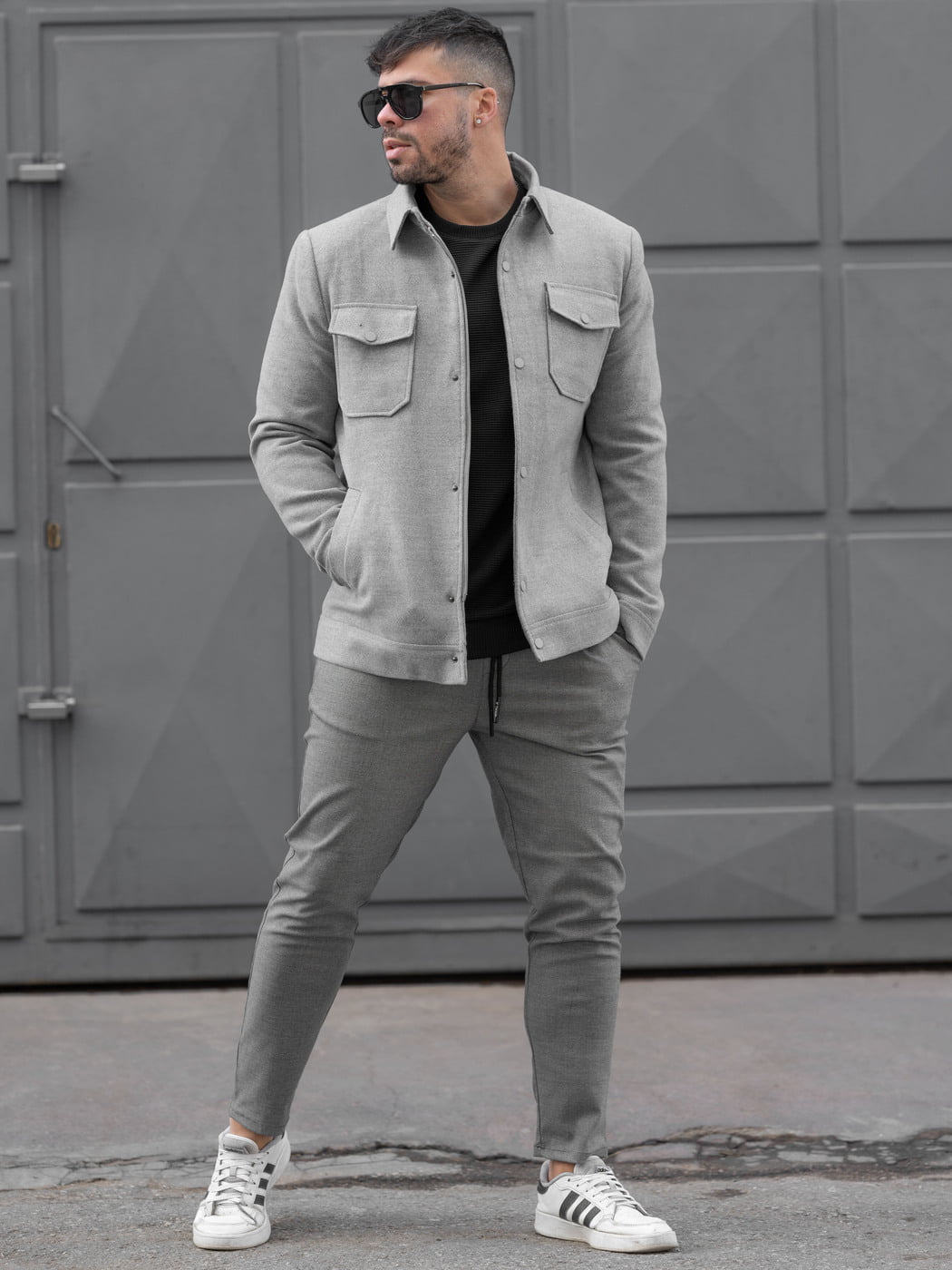 ARZ_8342 Ανδρικό πανωφόρι σε γκρι - Image 1