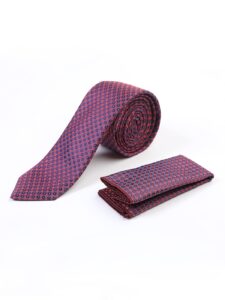 Ανδρική γραβάτα με μαντηλάκι σε κόκκινο/μπλε 220-100