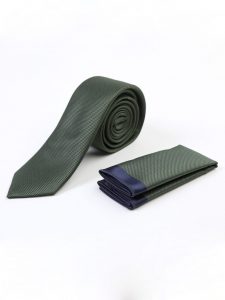 Ανδρική γραβάτα με μαντηλάκι σε λαδί 220-91