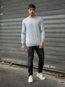 Πλεκτή μπλούζα σε γκρι