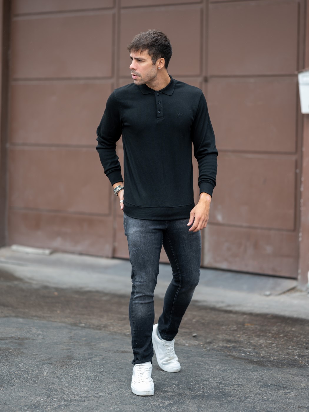 ARZ_0053 Μπλούζα πόλο σε μαύρο - Image 1