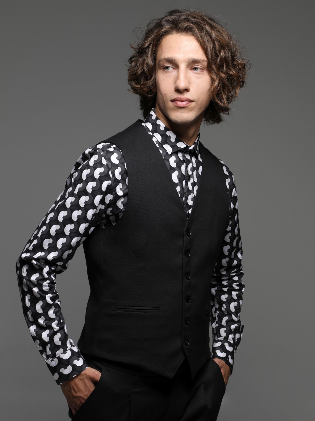 gray-0037 Ανδρικό Γιλέκο CESCO 220-760 Μαύρο - Image 1