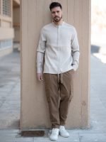 Πουκάμισο Μακρυμάνικο Με Γιακά Μάο Μπεζ - Image 3