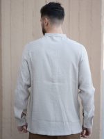 Πουκάμισο Μακρυμάνικο Με Γιακά Μάο Μπεζ - Image 4