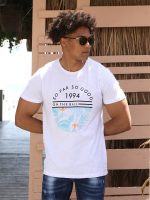Ανδρικό Βαμβακερό Κοντομάνικο T-shirt 10-645 Λευκό - Image 4