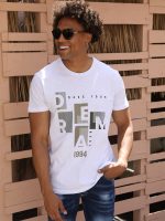 Ανδρικό Βαμβακερό Κοντομάνικο T-shirt 10-646 Λευκό