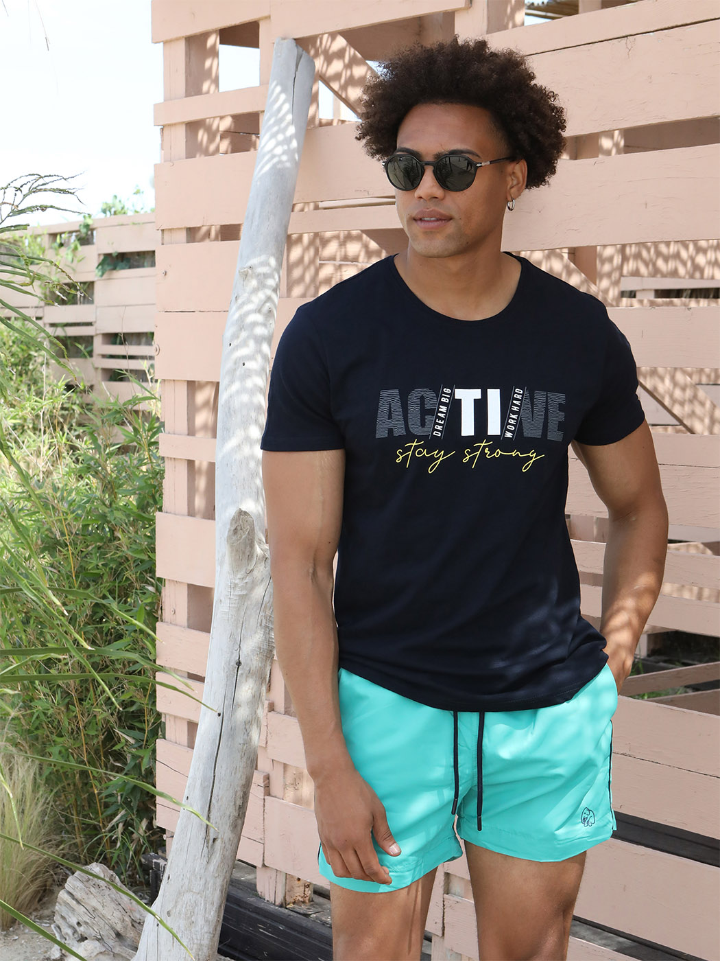 0303 copy Ανδρικό Βαμβακερό Κοντομάνικο T-shirt 10-647 Μπλε Σκούρο - Image 1