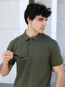 Ανδρικό Polo-Style Κοντομάνικο HIGH WEST 10-639 Χακί