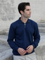 Μπλούζα Φούτερ Με Φερμουάρ Στο Γιακά 10-649 Μπλε - Image 4