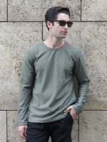 Ανδρική Λεπτή Μπλούζα Με Μακρύ Μανίκι 10-650 Χακί - Image 4