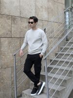 Ανδρική Λεπτή Μπλούζα Φούτερ 10-652 Γκρι - Image 5