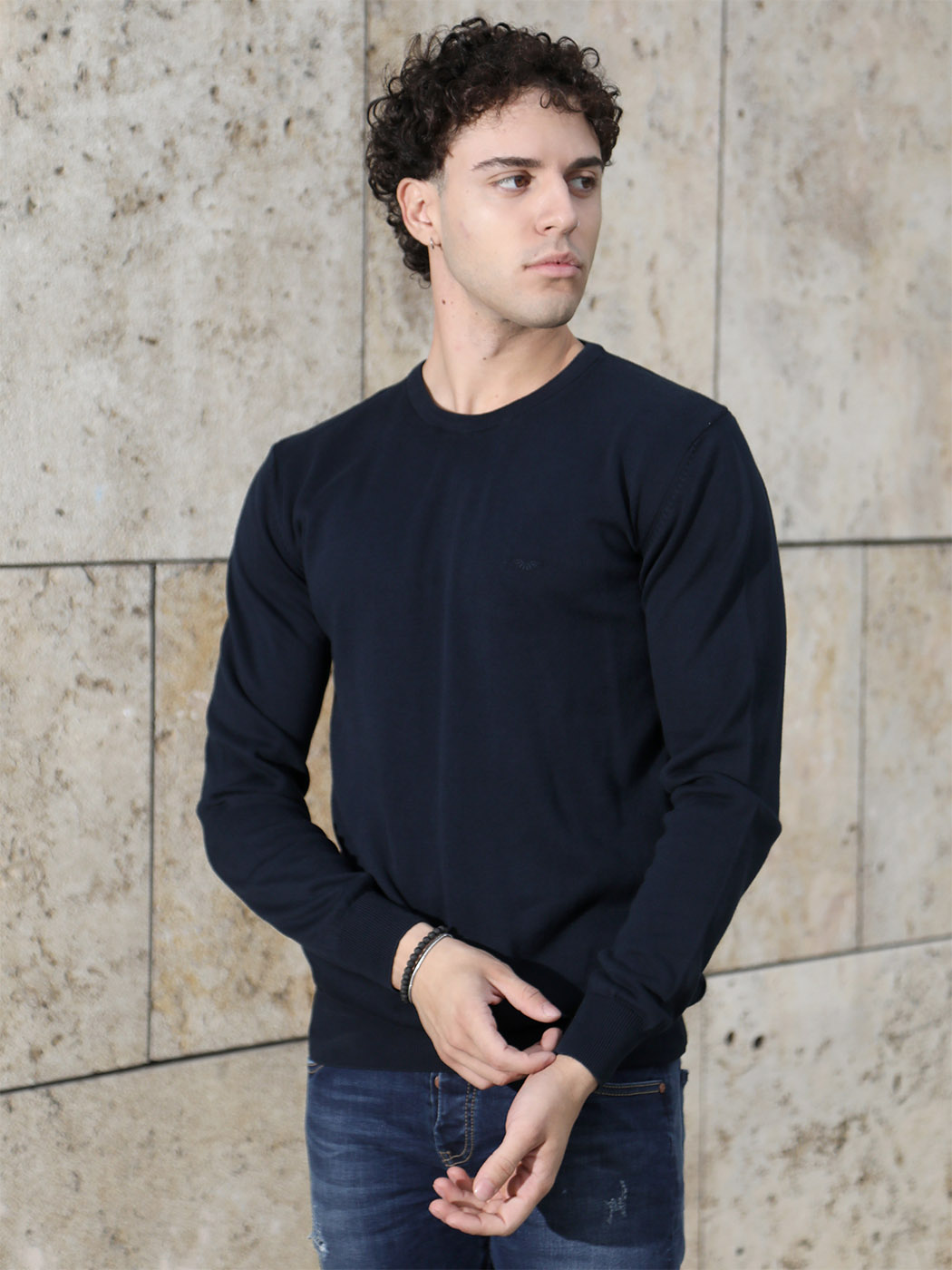 0006 copy Ανδρική Λεπτή Πλεκτή Μπλούζα 10-671 Μπλε - Image 1