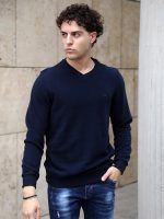 Ανδρική Μπλούζα Με V Λαιμό 10-674 Μπλε - Image 3