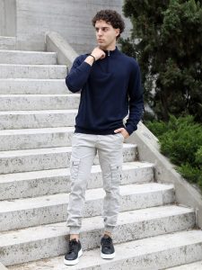 Ανδρική Μπλούζα Πλεκτή Με Φερμουάρ 10-666 Μπλε