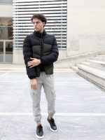 Ανδρικό Κοντό Puffer Jacket Μπουφάν 20-139 Μαύρο/Χακί - Image 3