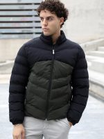 Ανδρικό Κοντό Puffer Jacket Μπουφάν 20-139 Μαύρο/Χακί - Image 2