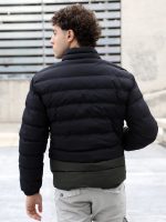 Ανδρικό Κοντό Puffer Jacket Μπουφάν 20-139 Μαύρο/Χακί - Image 5