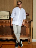 Πουκαμίσα Με Μάο Γιακά Και Μανίκι 3/4 Kody 33-7405 Λευκό Slim-fit - Image 4