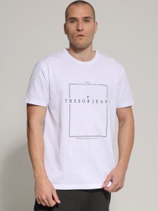 Ανδρικό Βαμβακερό Κοντομάνικο T-shirt Fun 207032 Λευκό