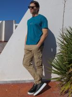 Βαμβακερό Oversize Κοντομάνικο T-shirt Louis 207031 Πετρόλ - Image 4