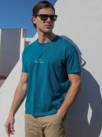 Βαμβακερό Oversize Κοντομάνικο T-shirt Louis 207031 Πετρόλ - Image 3