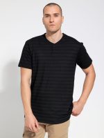 Βαμβακερό T-shirt Με Ιδιαίτερη Πλέξη Roan 207017 Μαύρο