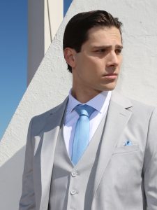 Ανδρική Γραβάτα Με Μαντηλάκι 33-6099 Light Blue 2