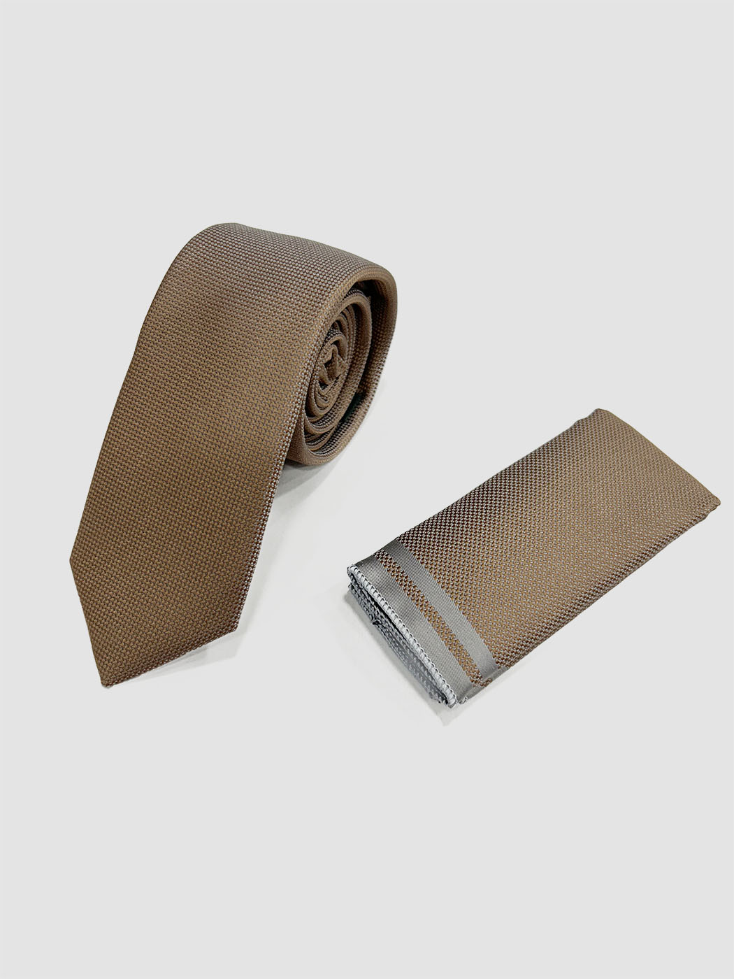 BEIGE-2-4-copy.jpg Ανδρική Γραβάτα Με Μαντηλάκι 33-6099 Beige 2 - Image 1