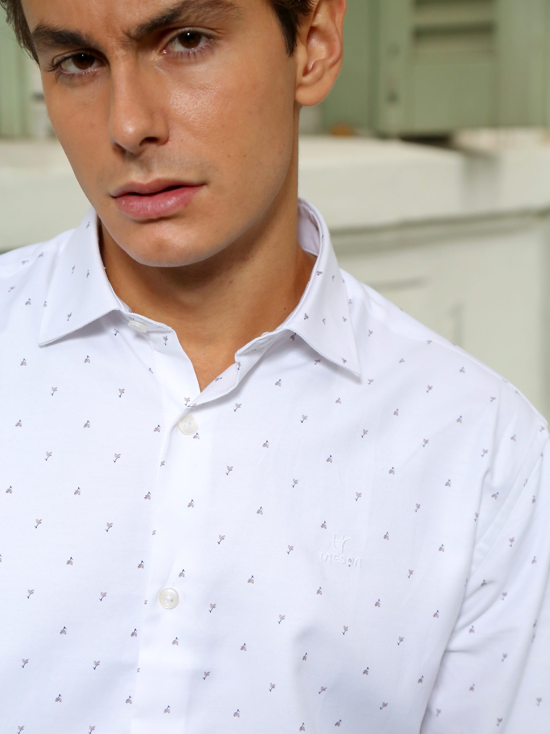 0861 Ανδρικό Πουκάμισο TAILOR-FIT Steven 33-8159 Λευκό Φαρδιά γραμμή - Image 1