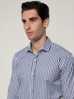 Ανδρικό Slim Ριγέ Πουκάμισο SILVANO 33-7401 Λευκό/Μπλε Slim-fit - Image 3