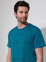 Ανδρικό Βαμβακερό Κοντομάνικο T-shirt Fun 207032 Πετρόλ - Image 2