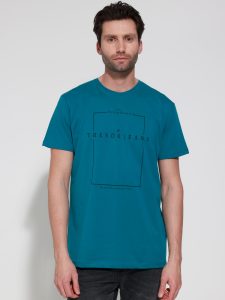 Ανδρικό Βαμβακερό Κοντομάνικο T-shirt Fun 207032 Πετρόλ