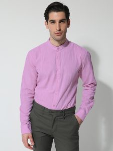 Πουκάμισο Λινό Με Μάο Γιακά Ardito 33-6112 Μοβ Slim Fit