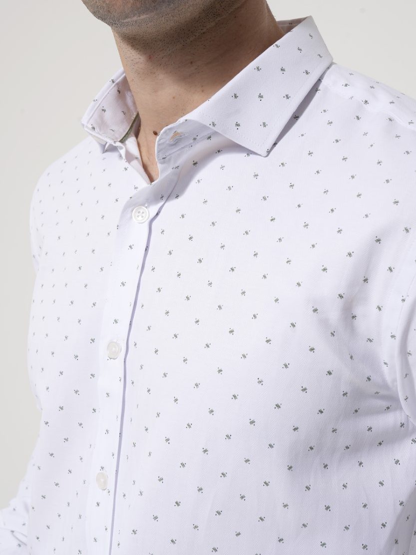 33-7408_0416 Ανδρικό Πουκάμισο Με Εφαρμογή Slim Milo 33-7408 Λευκό Slim-fit - Image 1