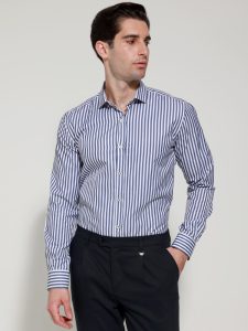 Ανδρικό Slim Ριγέ Πουκάμισο SILVANO 33-7401 Λευκό/Μπλε Slim-fit