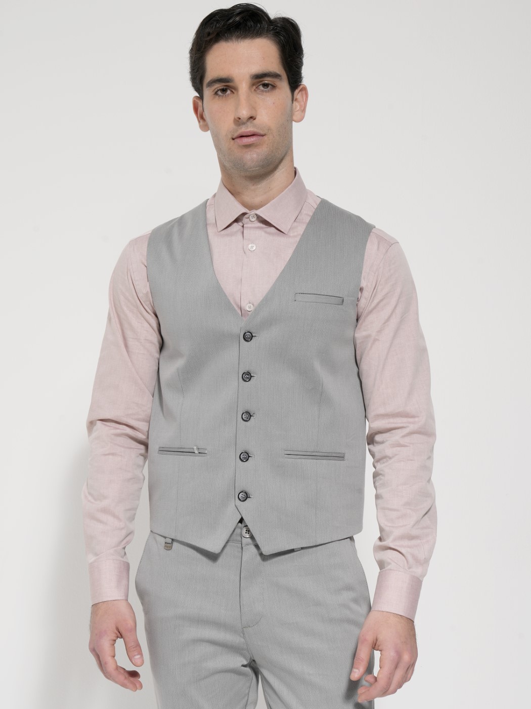 0054 Ανδρικό Στιλάτο Γιλέκο Angel 9483 Γκρι - Image 1