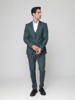 Ανδρικό Πουκάμισο Με Ιδιαίτερο Γιακά 33-7923 Λευκό-Πράσινο Slim-fit - Image 2