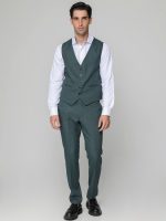 Ανδρικό Πουκάμισο Με Ιδιαίτερο Γιακά 33-7923 Λευκό-Πράσινο Slim-fit - Image 3