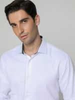 Ανδρικό Πουκάμισο Με Ιδιαίτερο Γιακά 33-7923 Λευκό-Πράσινο Slim-fit - Image 4