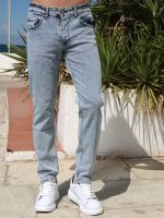 Ανδρικό Jean Παντελόνι Πεντάτσεπο 40-170 Ανοιχτό Μπλε - Image 5