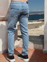 Ανδρικό Jean Παντελόνι Πεντάτσεπο 40-171 Ανοιχτό Μπλε - Image 4