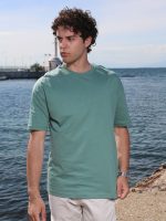 Ανδρικό Βαμβακερό Oversized Κοντομάνικο T-shirt 10-675 Μέντα - Image 3