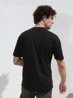 Ανδρικό Βαμβακερό Oversized Κοντομάνικο T-shirt 10-676 Μαύρο - Image 4