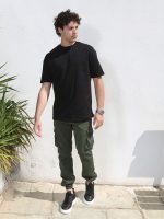 Ανδρικό Βαμβακερό Oversized Κοντομάνικο T-shirt 10-676 Μαύρο - Image 5