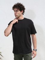 Ανδρικό Βαμβακερό Oversized Κοντομάνικο T-shirt 10-676 Μαύρο - Image 7