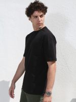 Ανδρικό Βαμβακερό Oversized Κοντομάνικο T-shirt 10-676 Μαύρο - Image 2